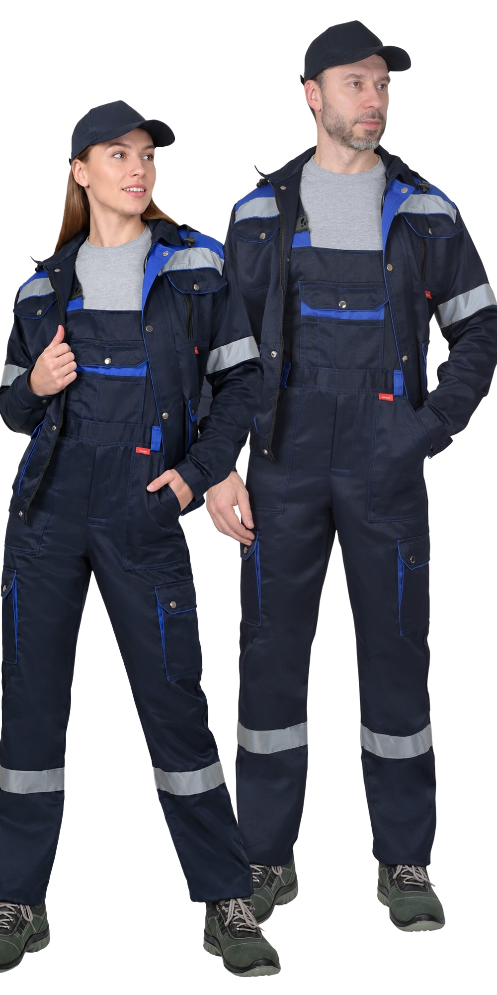 Костюм СИРИУС-ТИТАН куртка, п/к синий с васильковым и СОП, 215 г/м2, 80%ПЭ, 20%ХБ