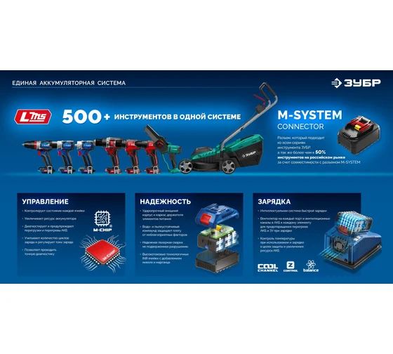 Аккумулятор ЗУБР LMS, Power PRO, 20 В, 4.0 А·ч, Профессионал BP-P-20-4 Код товара: 39863925