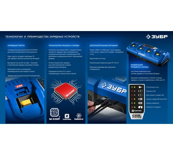 Аккумулятор ЗУБР LMS, Power PRO, 20 В, 2.0 А·ч, Профессионал BP-P-20-2 Код товара: 39863973
